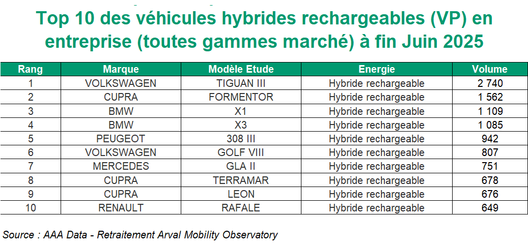 Top 10 VP flottes PHEV S1 2025