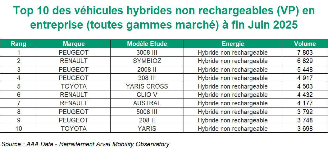 Top 10 VP flottes HEV S1 2025